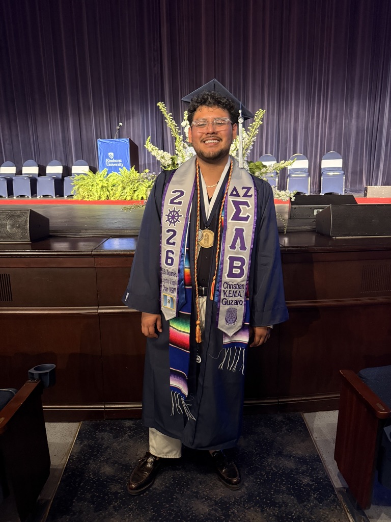 Chris Guzaro at Elmhurst University graduation, Class of 2026